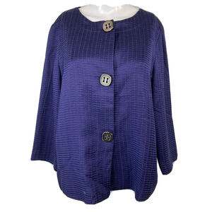 Chicos‎ Jackets Womens Sz 1 US 8 M Purple Cotton Silk Knit Lightweight Buttons